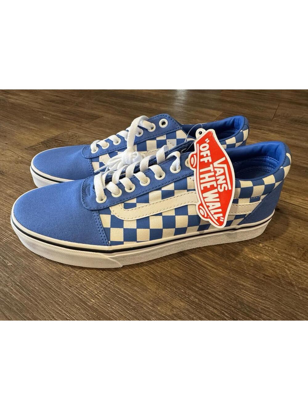 New Vans Ward Checkerboard Mens Size 9.5 Blue White Sneaker Shoes
